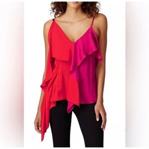 Chelsea and Walker‎ Kendall top draped colorblocking red and pink modern runway